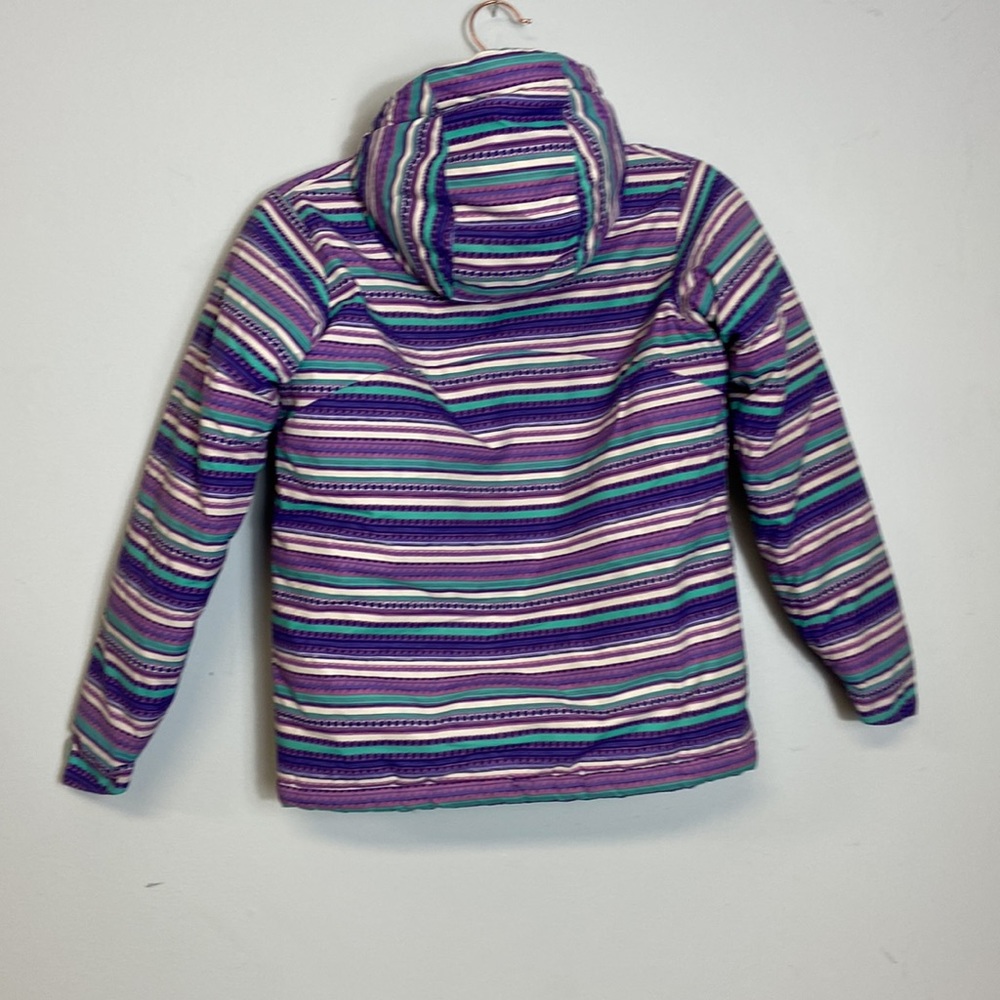 Columbia Kids Stripped Hooded Winter Coat Medium - Picture 2 of 8